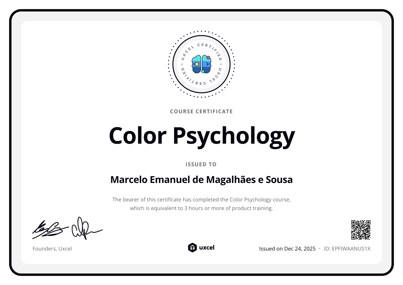 Marcelo Sousa's certificate